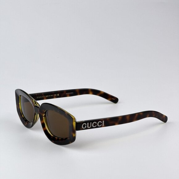 Gucci GG1719S 002 BRAND NEW Sunglasses Light Havana Brown Women Square main image 10